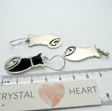 Load image into Gallery viewer, Earring and Pendant | Black Onyx Cat | 925 Sterling Silver | Genuine Gems from Crystal Heart Melbourne Australia since 1986