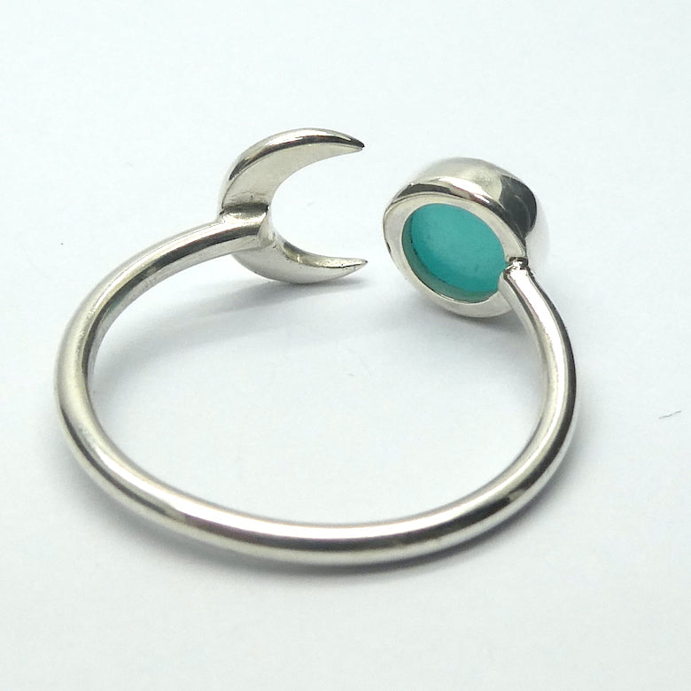 Amazonite Ring | Round Cabochon | 925 Sterling Silver | Virgo Stone | US Size 6 |  Beautiful Blue Green Feldspar | Genuine Gems from Crystal Heart Melbourne Australia since 1986