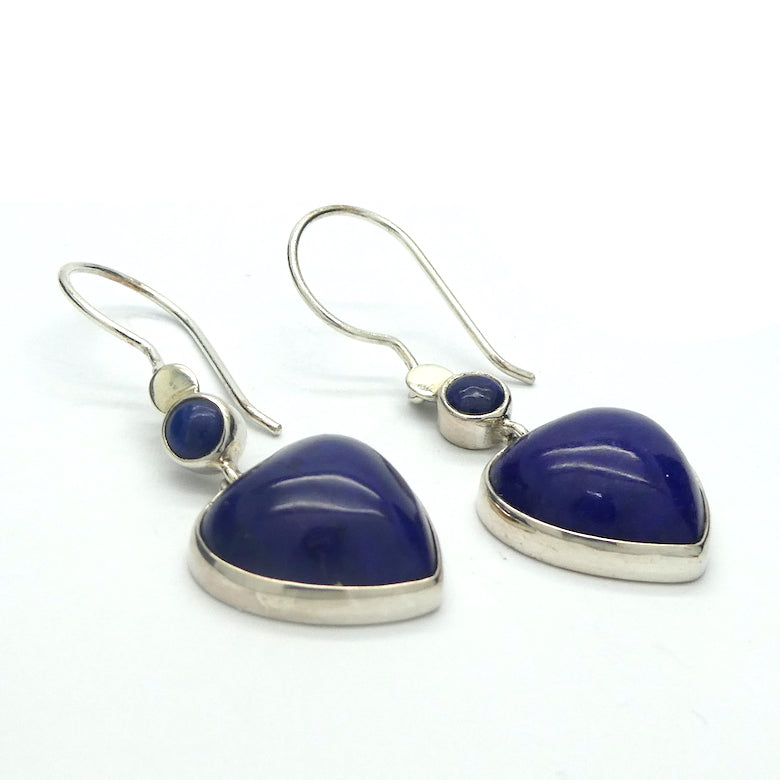 Lapis Lazuli Earrings | Carved puff Hearts | Lovely Colour  | 925 Sterling Silver | Deep Royal Blue | Genuine gems from Crystal Heart Melbourne Australia since 1986