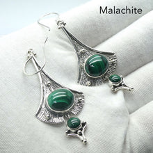 Load image into Gallery viewer, Malachite Earring | Oval Cabochon | 925 Sterling Silver | Quality Ethnic Style setting | Empower the Feminine Goddess | Detox | Empower | Capricorn Scorpio | Genuine Gems from Crystal Heart Melbourne Australia since 1986