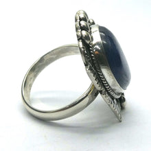 Load image into Gallery viewer, Blue Kyanite Ring | Teardrop Cabochon | 925 Sterling Silver | US Ring Size 7 | AUS Size N1/2  | Bezel set Bold Tribal Silver Design | Genuine Gems from Crystal Heart Melbourne Australia since 1986
