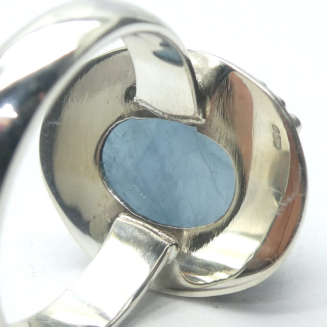 Aquamarine Ring | Oval Cabochon | 925 Sterling Silver | US Size 7 | AUS Size N1/2 | Genuine Gems from Crystal Heart Melbourne Australia since 1986
