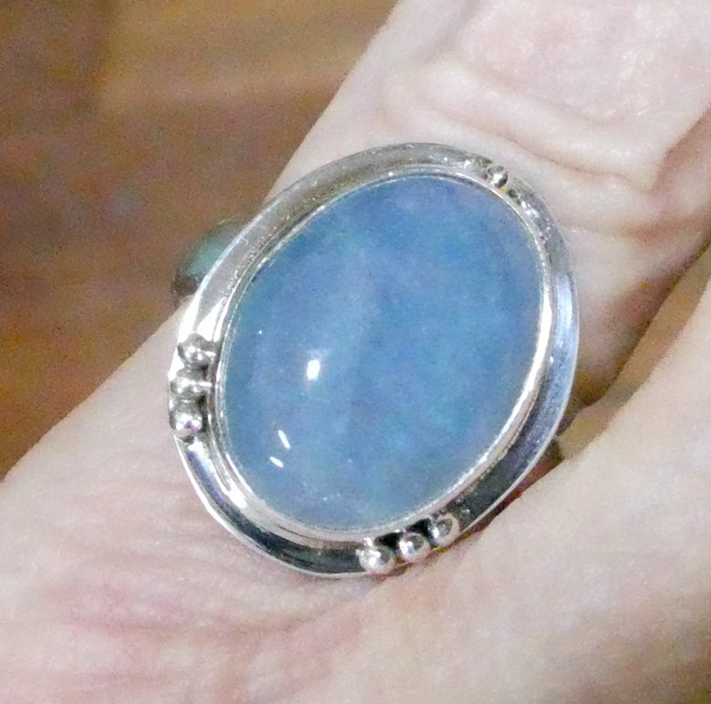 Aquamarine Ring | Oval Cabochon | 925 Sterling Silver | US Size 7 | AUS Size N1/2 | Genuine Gems from Crystal Heart Melbourne Australia since 1986