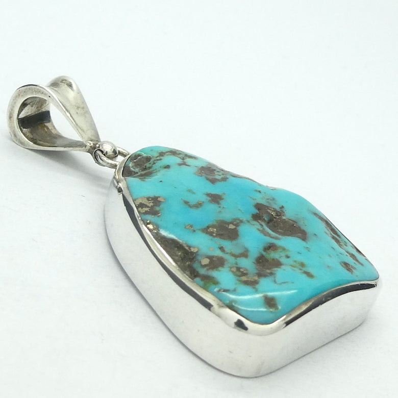 Turquoise Pendant | 925 Sterling Silver | Raw Triangular Nugget | Golden crystals of Pyrites | Arizona | Sagittarius Scorpio Pisces | Genuine Gems from Crystal Heart Melbourne since 1986