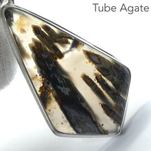 Load image into Gallery viewer, Tube Agate Chalcedony Pendant | Kite shaped Cabochon | 925 Sterling Silver |  Feminine Power | Cellular Harmony | Memory | Energy | Genuine Gemstones from Crystal Heart Melbourne Australia since 1986