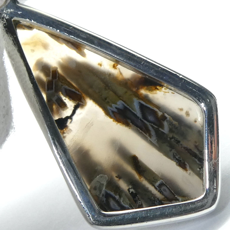Tube Agate Chalcedony Pendant | Kite shaped Cabochon | 925 Sterling Silver |  Feminine Power | Cellular Harmony | Memory | Energy | Genuine Gemstones from Crystal Heart Melbourne Australia since 1986