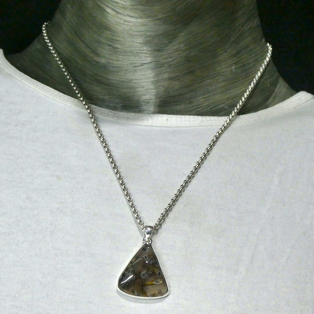 Tube Agate Chalcedony Pendant | Triangular Cabochon | 925 Sterling Silver |  Feminine Power | Cellular Harmony | Memory | Energy | Genuine Gemstones from Crystal Heart Melbourne Australia since 1986