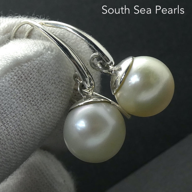 South Sea Pearls Earrings | 925 Sterling Silver| Classic Drops | Silver Cap and Hand Finished Hooks | Genuine Gems from Crystal Heart Melbourne Australia since 1986
