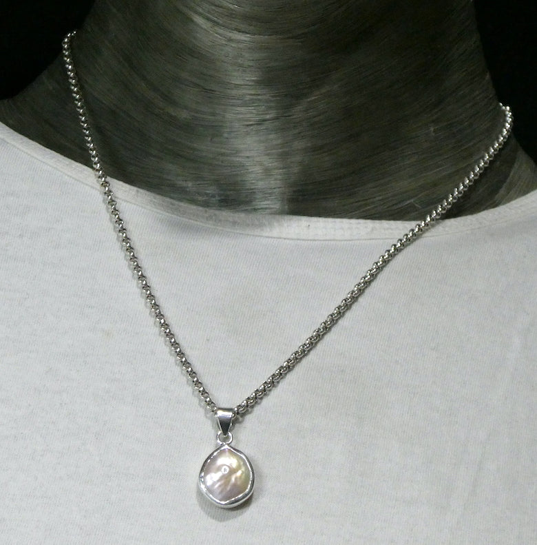 Baroque Pearl Pendant | 925 Sterling Silver | Lovely Lustre | Bezel set with open back | Genuine Gems from Crystal Heart Melbourne Australia since 1986