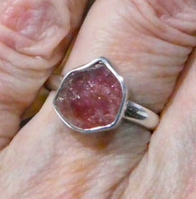 Load image into Gallery viewer, Tourmaline Ring | Rich Red Pink Rubellite | Hexagonal Slice of original Crystal | 925 Sterling Silver | Bezel Set | US Siz8.75 | AUS Size R | Supercharge and unblock the heart | Emotional Clarity | Self Empowerment | Genuine Gems from Crystal Heart Australia since 1986