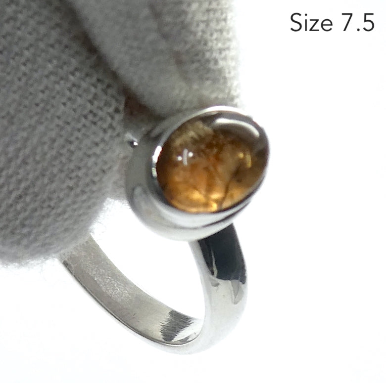 Golden Topaz Ring | Oval Cabochon  | Solid Signet Style in 925 Sterling Silver | US Size 6.25 or 7.5  | AUS Size M or  O1/2 | Scorpio | Sagittarius Stone | Warm fulfilling healing energy | Emotional independence | Manifestation | Genuine Gems from Crystal Heart Melbourne since 1986