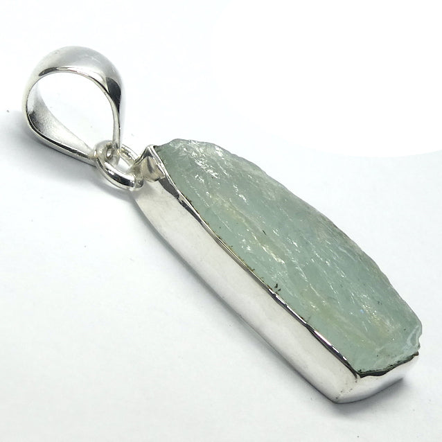 Aquamarine Gemstone Pendant | Raw nugget | 925 Sterling Silver |  Translucent Blue Ice | Bezel Set | Open Back | Peaceful emotional guidance and integration | Flow through obstacles | Genuine Gemstones from Crystal Heart Melbourne Australia since 1986