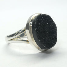 Load image into Gallery viewer, Druzy Black Onyx Ring | 925 Sterling Silver Setting | US Size 9 | AUS Size R1/2 | Empowering and protective  with tiny Quartz Crystal Sparkling like Stars in the Night Sky | Dazzling | Genuine Gems from Crystal Heart Melbourne Australia since 1986