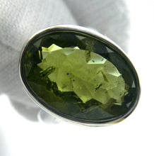 Load image into Gallery viewer, Peridot Ring, Large Faceted Oval, Size 7.75, Fine Sterling Silver, p5