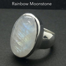 Load image into Gallery viewer, Moonstone Ring, Large Cabochon Oval, US Size 9.5, Fine Sterling Silver