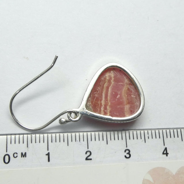 Rhodochrosite Earrings, Teardrop Cabochon, 925 Sterling Silver