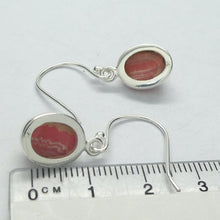 Load image into Gallery viewer, Rhodochrosite  Earrings | Nice Salmon Pink | White curved lines | good translucence | 925 Sterling Silver Setting with open back | Deep compassion, wish fulfillment | Genuine Gems from Crystal Heart Melbourne Australia since 1986
