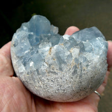Load image into Gallery viewer, Celestite Cluster | Madagascar | Nice colour &amp; crystal formation | Shaped into an Egg | Gemini | Relax Clarify Mind | Open Higher Communication | AKA Celestine or Celestina | Genuine Gems from Crystal Heart Melbourne Australia since 1986