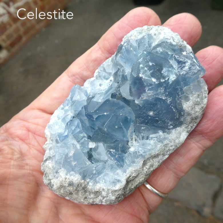 Celestite Cluster | Madagascar | Nice colour & crystal formation | Gemini | relax Clarify Mind | Genuine Gems from Crystal Heart Melbourne Australia since 1986