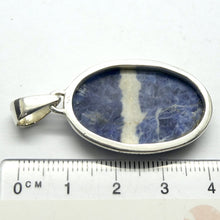 Load image into Gallery viewer, Sodalite Pendant | Oval Cabochon | 925 Sterling Silver | Bezel Set | Open Back | Mental balance and enlightenment | Sagittarius | Genuine Gems from Crystal Heart Melbourne Australia since 1986