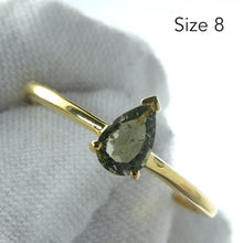 Load image into Gallery viewer, Moldavite Ring, Faceted Teardrop, Gold Plated 925 Silver Vermeil