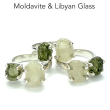 Load image into Gallery viewer, Moldavite Ring with Libyan Glass, 925 Sterling Silver