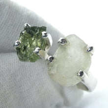 Load image into Gallery viewer, Moldavite Ring with Libyan Glass, 925 Sterling Silver