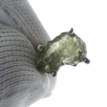Load image into Gallery viewer, Moldavite Meteorite Herkimer Necklace \  Campo de Cielo | CZ | Natural Freeform Shapes | 925 Sterling Silver | Travel, Safety, Rugged Strength | Silent connected Meditation | Genuine Gems from Crystal Heart Australia since 1986