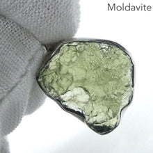 Load image into Gallery viewer, Moldavite Pendant | Raw Natural Moldavite Nugget | 925 Sterling Silver Bezel Setting | Open Back | Natural Green Obsidian | CZ Republic | Intense Personal Heart Transformation | Scorpio Stone | Genuine Gems from Crystal Heart Melbourne Australia since 1986
