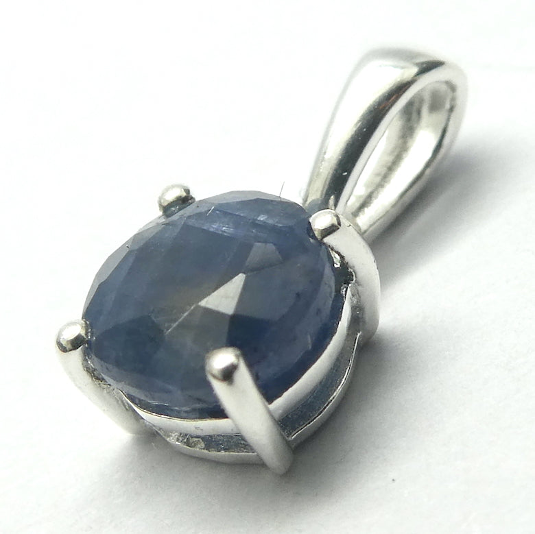 Blue Sapphire Pendant | Faceted Round | 925 sterling Silver | Spiritual Devotion and enlightenment | Be your best | Understand Mental and Emotional sources of stress | Genuine Gemstones from Crystal Heart Melbourne Australia since 1986