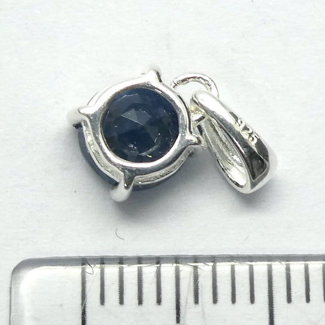Blue Sapphire Pendant | Faceted Round | 925 sterling Silver | Spiritual Devotion and enlightenment | Be your best | Understand Mental and Emotional sources of stress | Genuine Gemstones from Crystal Heart Melbourne Australia since 1986