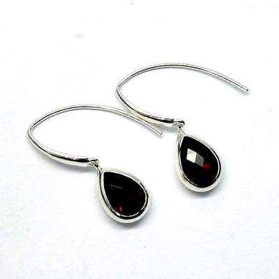 Garnet Earrings | Magnificent Flawless Teardrops | Chequerboard Cut |  925 Sterling Silver | Energising, Warm, Centering  | Genuine Gems from Crystal Heart Melbourne Australia since 1986