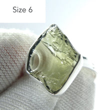 Load image into Gallery viewer, Moldavite Ring | Small Raw Nuggets | 925 Sterling Silver | Open back | US Size or 6, 6.5 or 7 | Green Obsidian |  CZ Republic | Intense Personal Heart Transformation | Scorpio Stone | Genuine Gems from Crystal Heart Melbourne Australia since 1986