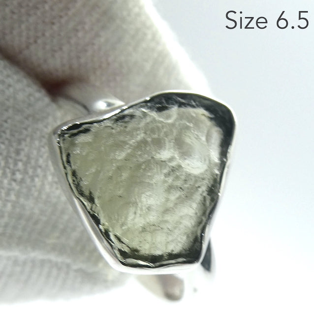 Moldavite Ring | Small Raw Nuggets | 925 Sterling Silver | Open back | US Size or 6, 6.5 or 7 | Green Obsidian |  CZ Republic | Intense Personal Heart Transformation | Scorpio Stone | Genuine Gems from Crystal Heart Melbourne Australia since 1986