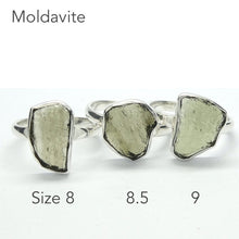 Load image into Gallery viewer, Moldavite Ring, Raw Nuggets, Size 7 to 9, 925 Sterling Silver