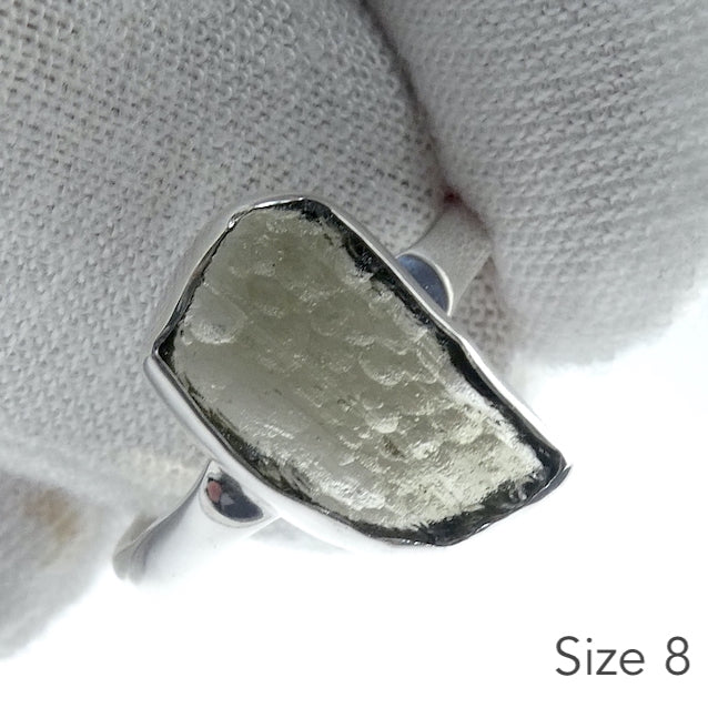 Moldavite Ring, Raw Nuggets, Size 7 to 9, 925 Sterling Silver