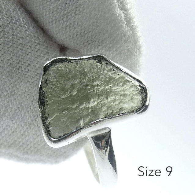 Moldavite Ring, Raw Nuggets, Size 7 to 9, 925 Sterling Silver