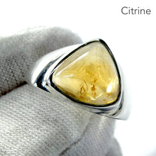 Load image into Gallery viewer, Citrine Ring | Triangle Trilliant  Cabochon | |Chunky Polished 925 Sterling Silver | US Size 7 | AUS Size N1/2 | Abundant Energy | Burn up Negativity | Positive Energy | Healing Confidence | Genuine Gems from Crystal Heart Melbourne Australia  since 1986Citrine Ring | Triangle Trilliant  Cabochon | |Chunky Polished 925 Sterling Silver | US Size 7 | AUS Size N1/2 | Abundant Energy | Burn up Negativity | Positive Energy | Healing Confidence | Genuine Gems from Crystal Heart Melbourne Australia  since 1986