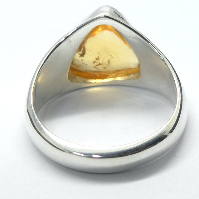 Citrine Ring | Triangle Trilliant  Cabochon | |Chunky Polished 925 Sterling Silver | US Size 7 | AUS Size N1/2 | Abundant Energy | Burn up Negativity | Positive Energy | Healing Confidence | Genuine Gems from Crystal Heart Melbourne Australia  since 1986