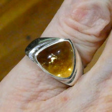 Load image into Gallery viewer, Citrine Ring | Triangle Trilliant  Cabochon | |Chunky Polished 925 Sterling Silver | US Size 7 | AUS Size N1/2 | Abundant Energy | Burn up Negativity | Positive Energy | Healing Confidence | Genuine Gems from Crystal Heart Melbourne Australia  since 1986