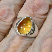 Load image into Gallery viewer, Citrine Ring | Teardrop  Cabochon | |Chunky Polished 925 Sterling Silver | US Size 7.5 | AUS Size O1/2 | Abundant Energy | Burn up Negativity | Positive Energy | Healing Confidence | Genuine Gems from Crystal Heart Melbourne Australia  since 1986