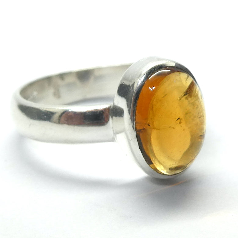 Citrine Ring Cabochon Oval, 925 Silver, US Size 6.5 (r4)