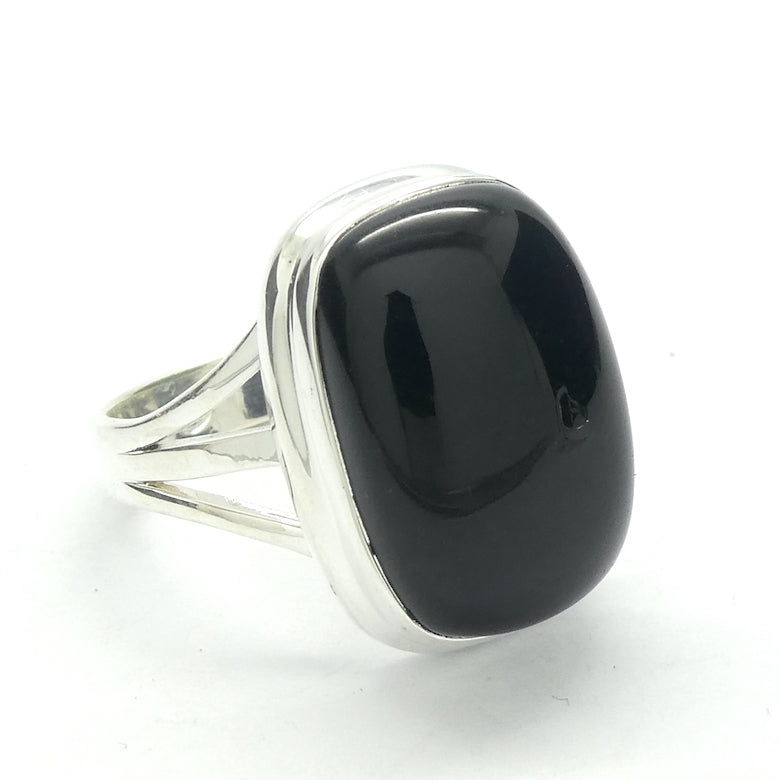 Black Onyx Ring | 925 Sterling Silver Setting  | Oblong cabochon |  | US Size 9 | US Size 10  | Personally Empowering | Genuine Gems from Crystal Heart Melbourne Australia since 1986