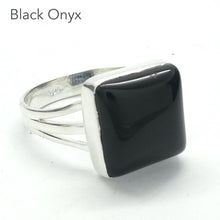Load image into Gallery viewer, Black Onyx Ring | 925 Sterling Silver Setting  | Square cabochon | US Size 9 | Personally Empowering | Genuine Gems from Crystal Heart Melbourne Australia since 1986