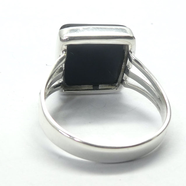 Black Onyx Ring | 925 Sterling Silver Setting  | Square cabochon | US Size 9 | Personally Empowering | Genuine Gems from Crystal Heart Melbourne Australia since 1986