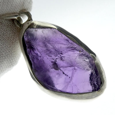 Amethyst Pendant | Lovely Chunk of Raw Gem Quality Amethyst | 925 Sterling Silver | Solid Bezel Set with open back | Genuine Gems from Crystal Heart Melbourne Australia since 1986