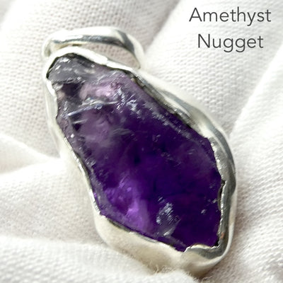 Amethyst Pendant | Lovely Chunk of Raw Gem Quality Amethyst | 925 Sterling Silver | Solid Bezel Set with open back | Genuine Gems from Crystal Heart Melbourne Australia since 1986