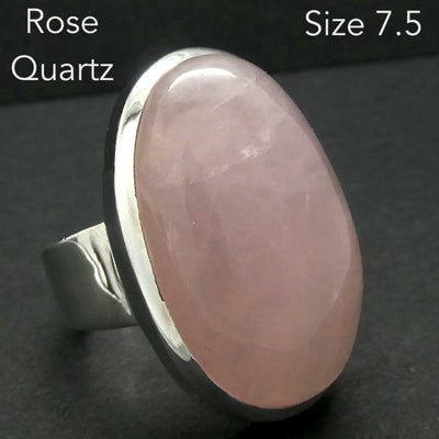 Rose Quartz Gemstone Ring | Cabochon Oval | Good colour consistency translucency |Madagascar Material | 925 Sterling Silver | US Size 7.5 | AUS Size O1/2 | Star Stone Taurus Libra  | Genuine Gemstones from Crystal Heart Melbourne since 1986