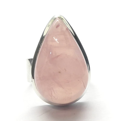 Rose Quartz Gemstone Ring | Cabochon Teardrop | Good colour consistency translucency |Madagascar Material | 925 Sterling Silver | US Size 7.5 | AUS Size O1/2 | Star Stone Taurus Libra  | Genuine Gemstones from Crystal Heart Melbourne since 1986