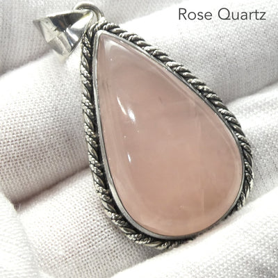 Rose Quartz Gemstone Pendant | CabochonTeardrop | Lovely colour consistency and translucency | Madagascar Material | 925 Sterling Silver | Star Stone Taurus Libra  | Genuine Gemstones from Crystal Heart Melbourne since 1986